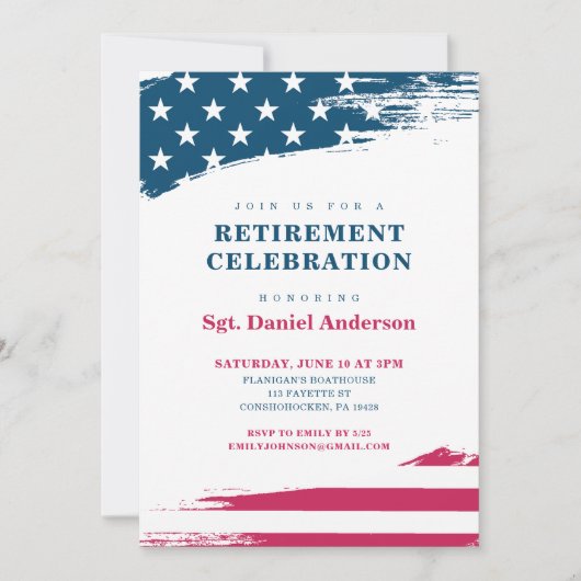 アメリカ国旗の退職パーティの招待状軍隊 招待状 (正面)
