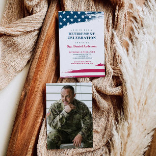 アメリカ国旗の退職パーティの招待状軍隊 招待状