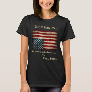 アメリカ国旗の遭難逆Thomas Jefferso Tシャツ
