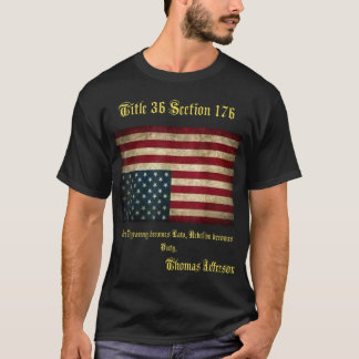 アメリカ国旗の遭難逆Thomas Jefferso Tシャツ