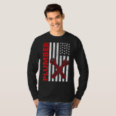アメリカ国旗の配管工メンズウーマンプルマンパトリ Tシャツ (正面フル)