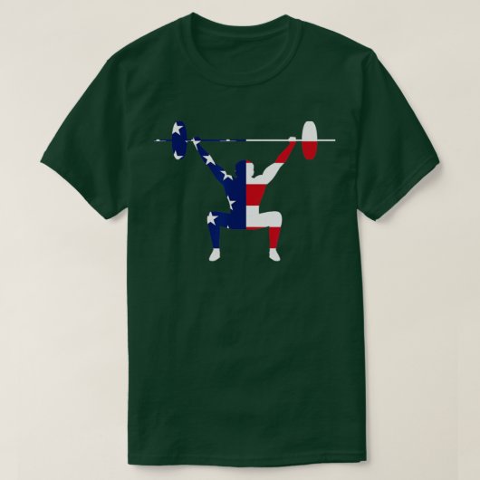 アメリカ国旗の重量挙げボディビルジャージー Tシャツ (デザイン正面)