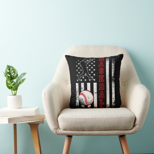 アメリカ国旗の野球チームおもしろいヴィンテージ クッション (椅子)