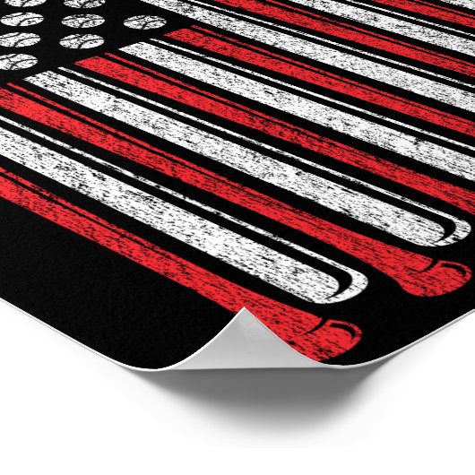 アメリカ国旗の野球チームおもしろいヴィンテージ ポスター (角)