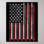 アメリカ国旗の野球チームおもしろいヴィンテージ ポスター (正面)