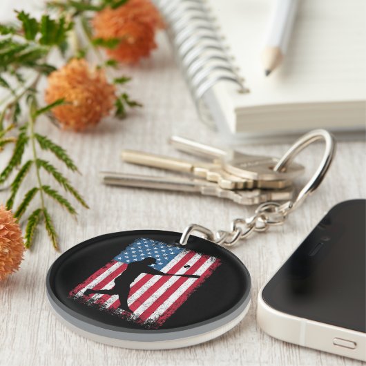 アメリカ国旗の野球チームのギフト男性へボーイズガール キーホルダー (正面右)