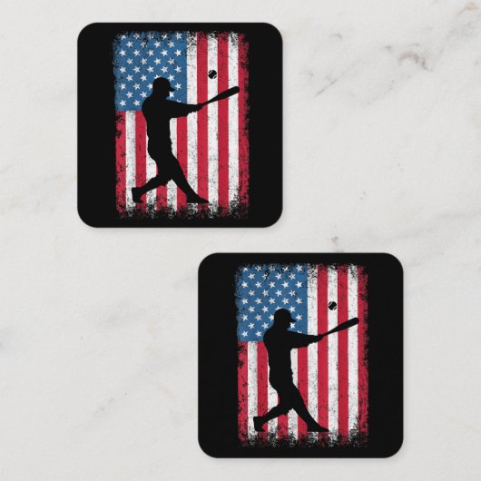 アメリカ国旗の野球チームのギフト男性へボーイズガール スクエア名刺 (正面/裏面)