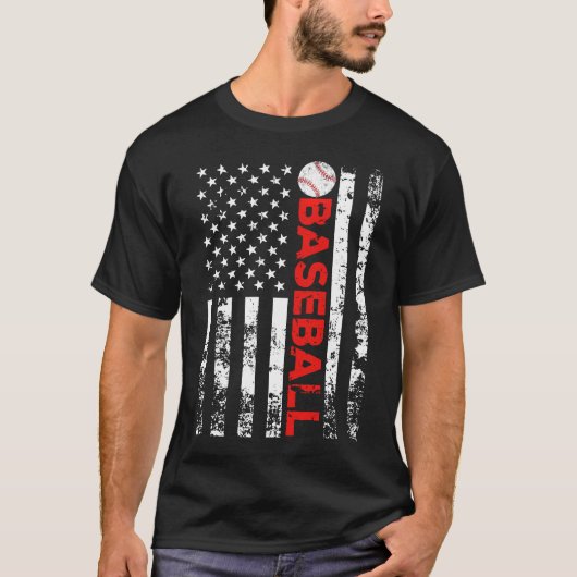 アメリカ国旗の野球チームのギフト Tシャツ (正面)