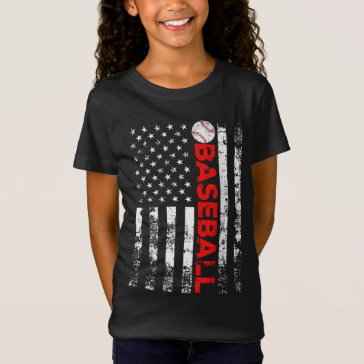 アメリカ国旗の野球チームのギフト Tシャツ (正面)