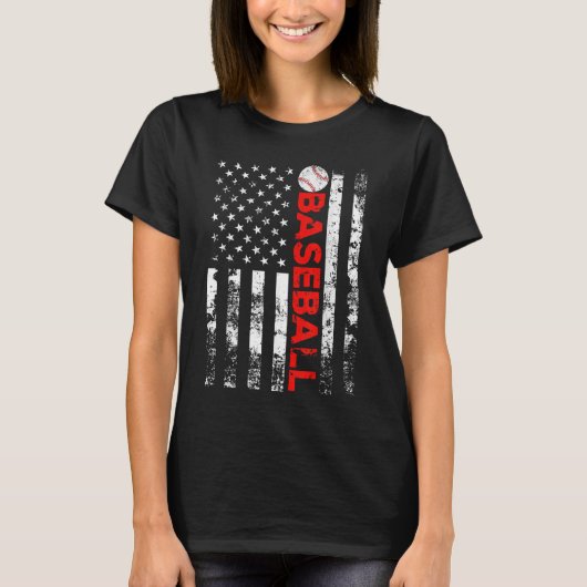アメリカ国旗の野球チームのギフト Tシャツ (正面)