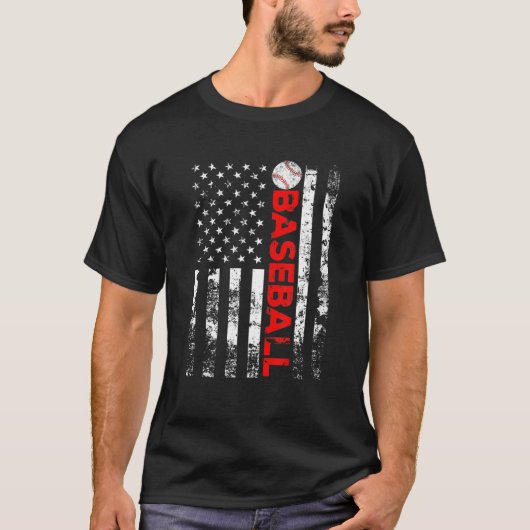 アメリカ国旗の野球チームのギフト Tシャツ (正面)