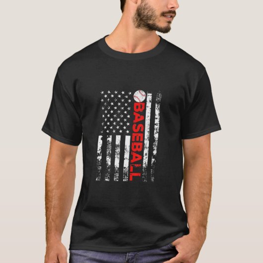 アメリカ国旗の野球チームギフトTシャツ Tシャツ (正面)