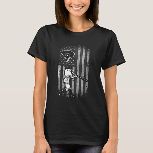 アメリカ国旗の野球チームヴィンテージアメリカ国旗の父親 Tシャツ (正面)