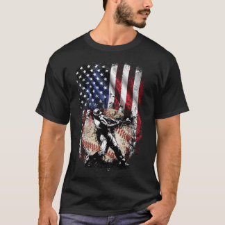 アメリカ国旗の野球好きアメリカ7月4日 Tシャツ