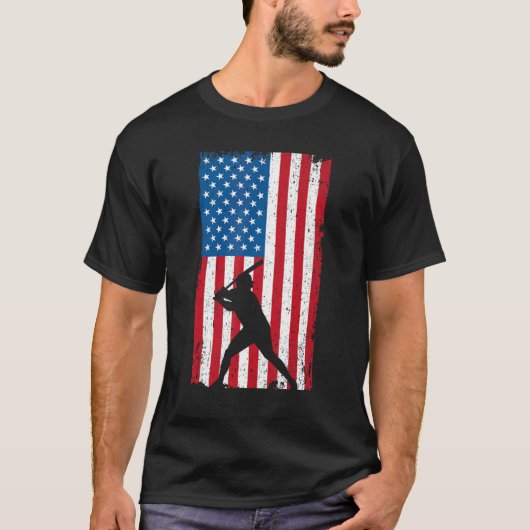 アメリカ国旗の野球1 Tシャツ (正面)