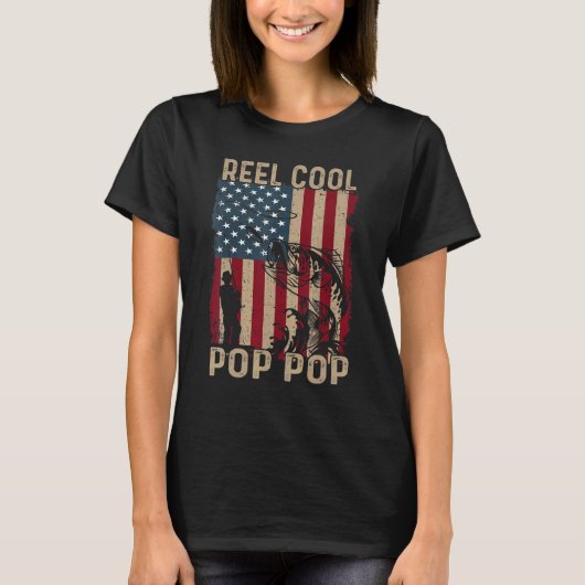 アメリカ国旗の釣りリール メンズ 父の日 プレゼント クール Tシャツ (正面)