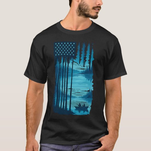 アメリカ国旗の釣り Tシャツ (正面)