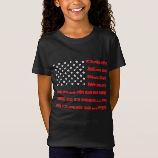 アメリカ国旗の鉄道列車の贈り物 Tシャツ (正面)