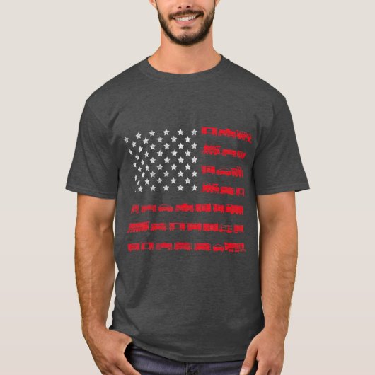アメリカ国旗の鉄道列車の贈り物 Tシャツ (正面)