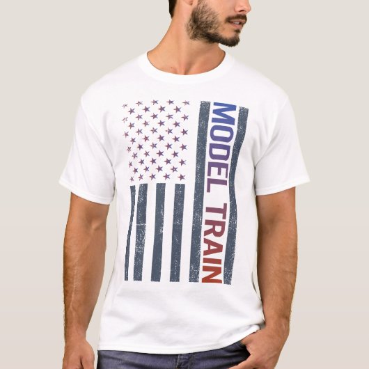 アメリカ国旗の鉄道模型 Tシャツ (正面)