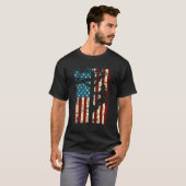 アメリカ国旗の電気ケーブルラインマンギフトJの4th Tシャツ (正面フル)