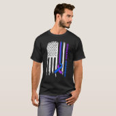 アメリカ国旗の青&紫リボン異常夏認識度 Tシャツ (正面フル)