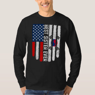 アメリカ国旗の韓国国旗の最高の姉妹Ever Fa Tシャツ