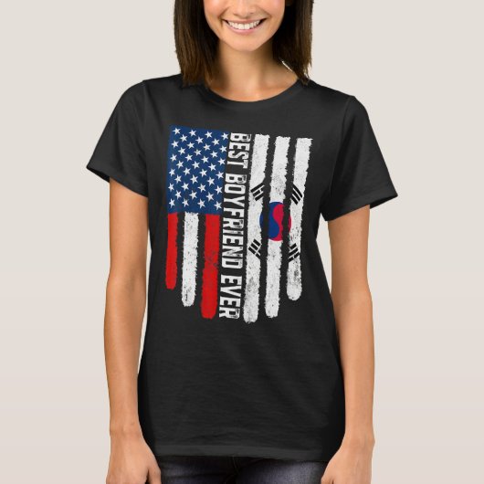 アメリカ国旗の韓国国旗の最高の彼氏今まで Tシャツ (正面)
