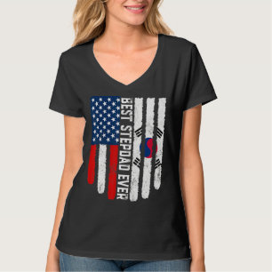 アメリカ国旗の韓国最高の国旗Stepdad Tシャツ