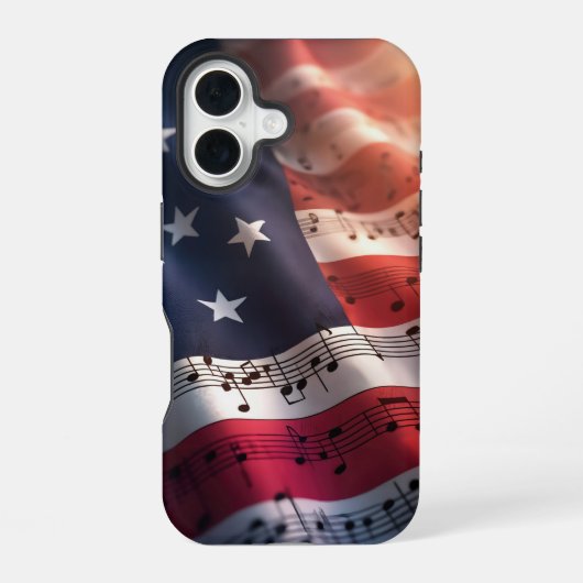 アメリカ国旗の音符 iPhone 16ケース (裏面)