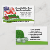 アメリカ国旗の風景 芝刈り 愛国心 名刺 (正面/裏面)