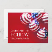 アメリカ国旗の飾りが施されたオーナメント シーズンポストカード (正面/裏面)