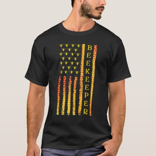 アメリカ国旗の養蜂ビーキーパー Tシャツ (正面)