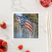 アメリカ国旗の魚デザイン スタンダードカクテルナプキン (インサイチュ)