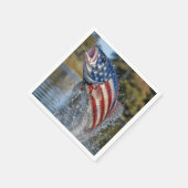 アメリカ国旗の魚デザイン スタンダードカクテルナプキン (角)