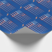 アメリカ国旗の魚釣りロッドと魚 ラッピングペーパー (角)