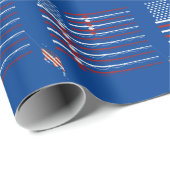 アメリカ国旗の魚釣りロッドと魚 ラッピングペーパー (ロールコーナー)