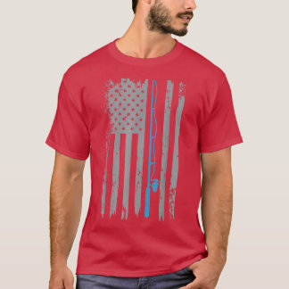 アメリカ国旗の魚釣りヴィンテージアメリカ国旗のフィジン Tシャツ