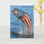 アメリカ国旗の魚 カード (黄色い花)