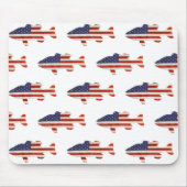 アメリカ国旗の魚（白） マウスパッド (正面)