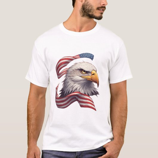 アメリカ国旗の鷲のギフト メンズ レディース Tシャツ (正面)