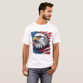 アメリカ国旗の鷲 - アメリカ愛国アート Tシャツ (正面フル)