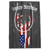 アメリカ国旗の鹿オンウッド ミディアムペーパーバッグ (正面)