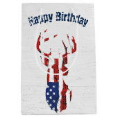 アメリカ国旗の鹿オンウッド ミディアムペーパーバッグ (正面)