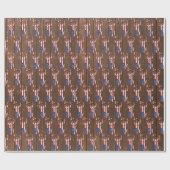 アメリカ国旗の鹿オンウッド ラッピングペーパー (フラット)