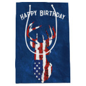 アメリカ国旗の鹿オンレザー ミディアムペーパーバッグ (正面)