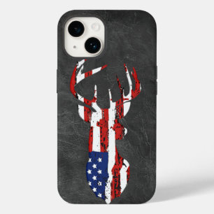 アメリカ国旗の鹿オンレザー Case-Mate iPhone 14ケース