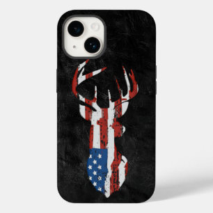 アメリカ国旗の鹿オンレザー Case-Mate iPhone 14ケース