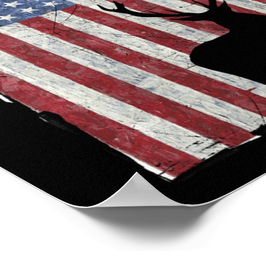 アメリカ国旗の鹿狩り動揺してUSA ポスター (角)