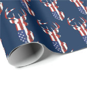 アメリカ国旗の鹿（青） ラッピングペーパー (ロールコーナー)